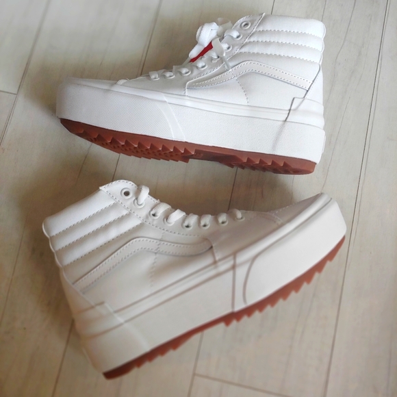 VANS NEW Sk8-Hi Canvas Stacked Platform Shoes - Picture 3 of 13